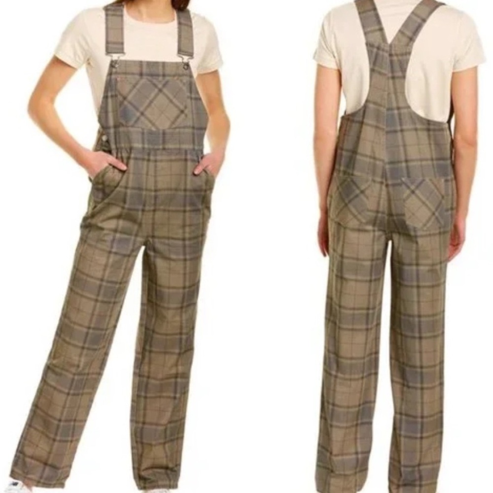 Weworewhat Danielle Bernstein Basic Green Plaid Overalls Size XS - Picture 10 of 12